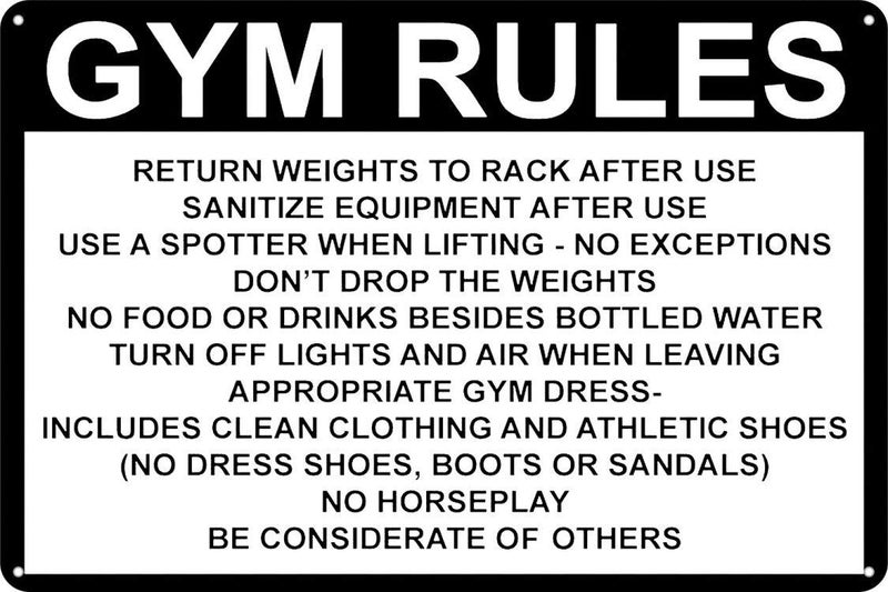 Ylens Security Sign Safety 8x12 Tin Sign Decor Street Warning Gym Rules Return Weights Rack After Use Sanitize - Image 1